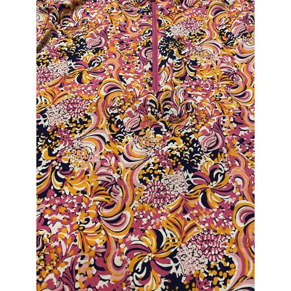 NWT IBKUL Marissa Paisley Quarter Zip Pullover Sz XS Hot Pink Floral Long Sleeve - Picture 12 of 13